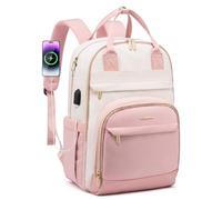 LOVEVOOK Laptop Backpack Women 15.6 inch, Waterproof Rucksack Bag for Ladies with Anti-theft Zipper & USB Port, Smart Laptop Bags College Backpack Womans for Work Uni Travel Teacher Student Pink