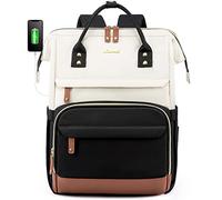 LOVEVOOK Laptop Backpack Womens,15.6inch Rucksack Bags for Women School College Work University Travel, Large Waterproof Ladies Backpacks, Back Pack for Woman, Teacher Bag, Beige Black