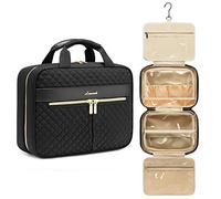 LOVEVOOK Large Toiletry Bag for Women, Toiletries Makeup Bags with Hook, Hanging Travel Wash Bag, Waterproof Cosmetic Organizer Ladies for Full Sized Container Vacation Essentials, Black