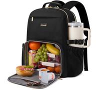 LOVEVOOK Lunch Backpack for Women with Lunch Compartment and Pouch Pocket for Large Capacity Cup,17.3 Inch Insulated Cooler Laptop Rucksack Work Travel College Teacher Business Picnic Lunch Bag Box
