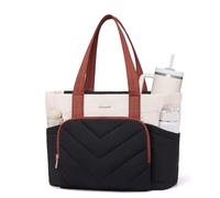 LOVEVOOK Tote Bags for Women, Lightweight Puffer Work Handbag with Zip and Dedicated Large Bottle Compartments, Laptop Totes Bag, Teacher V-Quilted Shoulder Bag for School Travel Uni