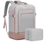 LOVEVOOK Travel Backpack Hand Luggage Aeroplane, Grey / pink, 50L(3 Stück)