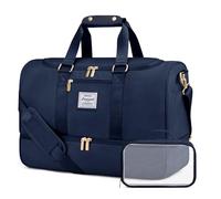 LOVEVOOK Travel Bags for Women, 50L Large Weekend Overnight Duffle with Toiletry Bag, Shoe Compartment & Wet Pocket, Waterproof Cabin Carry On Hand Luggage for Travel Gym Sports, Navy Blue