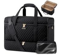 LOVEVOOK Travel Bags for Women, Weekend Overnight Maternity Duffel Gym Bag with Shoe Compartment, Large Opening Hospital Cabin Hand Luggage, Carry On Holdall Flight Womens, Black