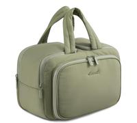 LOVEVOOK Travel Toiletry Bags for Women, Large Capacity & Wide-Open Make Up Bag, Lightweight Puffer Cosmetic Makeup Organiser Wash Bag with Wet Pocket for Toiletries, Accessories, Essentials, Green