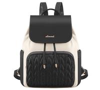 LOVEVOOK Women's Fashion Backpacks Small Rucksack Bag for Ladies Waterproof Handbag Shoulder Bags for Girls Anti-theft Mini Casual Back Packs for School Work Travel, Black Beige