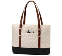 LOVEVOOK Women's Laptop Bag, Black / White / Brown, 17.3 zoll