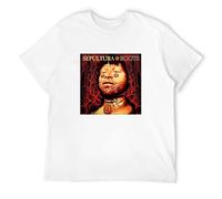 LoveVow Sepultura Roots T-Shirt Woman Crop Top Short Sleeves Lumbar T Shirt Tops T-Shirt White L