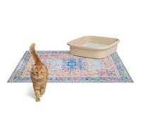 Lovewag Cat Litter Box Mats 2 Pack - Medium 28x41 Machine Washable, Easy Clean, Non-Slip, Waterproof Mats for Indoor Cats - Kitty Litter Mess Control & Pet Urine Floor Protection-(Marmalade Sunshine)