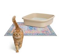 Lovewag Cat Litter Box Mats 2 Pack - Small 16x24 Machine Washable, Easy Clean, Non-Slip, Waterproof Mats for Indoor Cats - Kitty Litter Mess Control & Pet Urine Floor Protection - (Marmalade Sunshine)