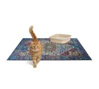 Lovewag Pets Cat Litter Mat 2 Pack - Large 36x48 Machine Washable Easy Clean Non-Slip Waterproof Mats for Cats - Bohemian Jewel