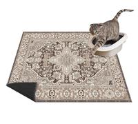 Lovewag Washable Cat Litter Trapper Mat 2 PCs - Keep Litter Off Your Floors, Gentle on Paws, 36x48 Inches Large Size, Waterproof Non-Slip Reusable Compatible with Cat Box Caramel Creme(brown)