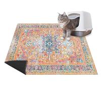 Lovewag Washable Kitty Litter Trapping Mat 2 PCs, Large Reusable Litter Mat for Cats, 36x48 Inches, Waterproof Non-slip Compatible With Cat Box - Marmalade Sunshine