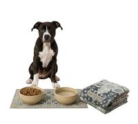 LOVEWAG Waterproof 2-Pack Pet Feeding Mats - 16" x 24" Premium Cat & Dog Food Mat - Non-Slip, Machine Washable Food Mat Protects Floors & Contains Water Bowl Spills - Pet Place Mats (Sage Forest)