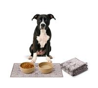LOVEWAG Waterproof 2-Pack Pet Feeding Mats - 16" x 24" Premium Cat & Dog Food Mat - Non-Slip, Machine Washable Food Mat Protects Floors & Contains Water Bowl Spills - Pet Place Mats (Caramel Crème)