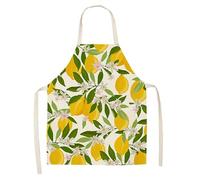 Lovewang Apron Green Orange Lemon Kitchen Aprons for Women Cotton and Linen Chef Aprons Home Aprons for Men Durable Apron Gardening Aprons for Cooking Washable Aprons for Women 68x55 cm