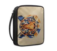 Lovewang Bible Case Animal Tiger Geometry Book Pouch Protective Carrying Book Case Canvas Polyester with Handle and Zippered Women Men for Standard Size Bible Cover 27.5x22.5x5.5 cm