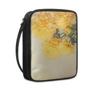 Lovewang Bible Case Beige Flower Leaves Book Pouch Protective Carrying Book Case Canvas Polyester with Handle and Zippered Women Men for Standard Size Bible Cover 27.5x22.5x5.5 cm