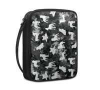 Lovewang Bible Case Black Gray Dog Book Pouch Protective Carrying Book Case Canvas Polyester with Handle and Zippered Women Men for Standard Size Bible Cover 27.5x22.5x5.5 cm