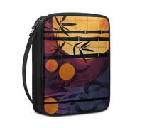 Lovewang Bible Case Black Yellow Plants Book Pouch Protective Carrying Book Case Canvas Polyester with Handle and Zippered Women Men for Standard Size Bible Cover 27.5x22.5x5.5 cm