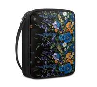 Lovewang Bible Case Blue Purple Retro Book Pouch Protective Carrying Book Case Canvas Polyester with Handle and Zippered Women Men for Standard Size Bible Cover 27.5x22.5x5.5 cm