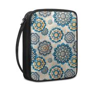 Lovewang Bible Case Blue Yellow Mandala Book Pouch Protective Carrying Book Case Canvas Polyester with Handle and Zippered Women Men for Standard Size Bible Cover 27.5x22.5x5.5 cm