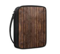 Lovewang Bible Case Brown Wood Grain Book Pouch Protective Carrying Book Case Canvas Polyester with Handle and Zippered Women Men for Standard Size Bible Cover 27.5x22.5x5.5 cm