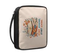 Lovewang Bible Case Butterfly Orange Flower Book Pouch Protective Carrying Book Case Canvas Polyester with Handle and Zippered Women Men for Standard Size Bible Cover 27.5x22.5x5.5 cm