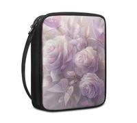 Lovewang Bible Case Butterfly Purple Flower Book Pouch Protective Carrying Book Case Canvas Polyester with Handle and Zippered Women Men for Standard Size Bible Cover 27.5x22.5x5.5 cm