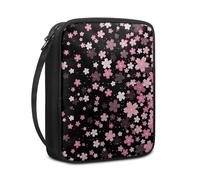 Lovewang Bible Case Cherry Blossom Pink Book Pouch Protective Carrying Book Case Canvas Polyester with Handle and Zippered Women Men for Standard Size Bible Cover 27.5x22.5x5.5 cm
