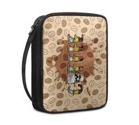 Lovewang Bible Case Coffee Brown Book Pouch Protective Carrying Book Case Canvas Polyester with Handle and Zippered Women Men for Standard Size Bible Cover 27.5x22.5x5.5 cm
