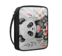 Lovewang Bible Case Dark Gray Panda Book Pouch Protective Carrying Book Case Canvas Polyester with Handle and Zippered Women Men for Standard Size Bible Cover 27.5x22.5x5.5 cm