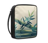 Lovewang Bible Case Green Bamboo Leaves Book Pouch Protective Carrying Book Case Canvas Polyester with Handle and Zippered Women Men for Standard Size Bible Cover 27.5x22.5x5.5 cm