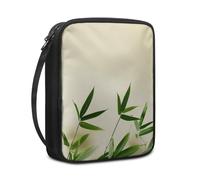 Lovewang Bible Case Green Leaves Book Pouch Protective Carrying Book Case Canvas Polyester with Handle and Zippered Women Men for Standard Size Bible Cover 27.5x22.5x5.5 cm