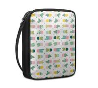 Lovewang Bible Case Green Pink Plants Book Pouch Protective Carrying Book Case Canvas Polyester with Handle and Zippered Women Men for Standard Size Bible Cover 27.5x22.5x5.5 cm