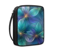 Lovewang Bible Case Green Purple Flower Book Pouch Protective Carrying Book Case Canvas Polyester with Handle and Zippered Women Men for Standard Size Bible Cover 27.5x22.5x5.5 cm