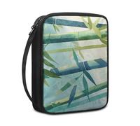 Lovewang Bible Case Leaf Green Bamboo Book Pouch Protective Carrying Book Case Canvas Polyester with Handle and Zippered Women Men for Standard Size Bible Cover 27.5x22.5x5.5 cm