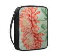 Lovewang Bible Case Leaf Green Flower Book Pouch Protective Carrying Book Case Canvas Polyester with Handle and Zippered Women Men for Standard Size Bible Cover 27.5x22.5x5.5 cm