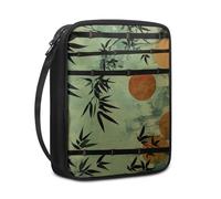 Lovewang Bible Case Leaves Green Orange Book Pouch Protective Carrying Book Case Canvas Polyester with Handle and Zippered Women Men for Standard Size Bible Cover 27.5x22.5x5.5 cm