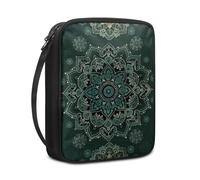 Lovewang Bible Case Mandala Dark Green Book Pouch Protective Carrying Book Case Canvas Polyester with Handle and Zippered Women Men for Standard Size Bible Cover 27.5x22.5x5.5 cm