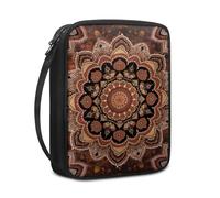 Lovewang Bible Case Orange Brown Mandala Book Pouch Protective Carrying Book Case Canvas Polyester with Handle and Zippered Women Men for Standard Size Bible Cover 27.5x22.5x5.5 cm