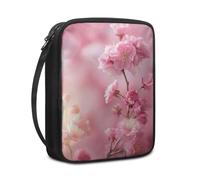 Lovewang Bible Case Pink Branched Flower Book Pouch Protective Carrying Book Case Canvas Polyester with Handle and Zippered Women Men for Standard Size Bible Cover 27.5x22.5x5.5 cm