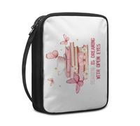 Lovewang Bible Case Pink Butterfly Book Book Pouch Protective Carrying Book Case Canvas Polyester with Handle and Zippered Women Men for Standard Size Bible Cover 27.5x22.5x5.5 cm