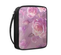 Lovewang Bible Case Pink Butterfly Flower Book Pouch Protective Carrying Book Case Canvas Polyester with Handle and Zippered Women Men for Standard Size Bible Cover 27.5x22.5x5.5 cm