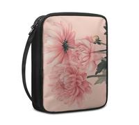 Lovewang Bible Case Pink Chrysanthemum Book Pouch Protective Carrying Book Case Canvas Polyester with Handle and Zippered Women Men for Standard Size Bible Cover 27.5x22.5x5.5 cm