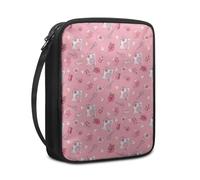 Lovewang Bible Case Pink Heart Flower Book Pouch Protective Carrying Book Case Canvas Polyester with Handle and Zippered Women Men for Standard Size Bible Cover 27.5x22.5x5.5 cm