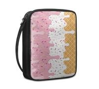 Lovewang Bible Case Pink Ice Cream Book Pouch Protective Carrying Book Case Canvas Polyester with Handle and Zippered Women Men for Standard Size Bible Cover 27.5x22.5x5.5 cm