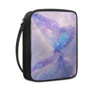 Lovewang Bible Case Purple Butterfly Book Pouch Protective Carrying Book Case Canvas Polyester with Handle and Zippered Women Men for Standard Size Bible Cover 27.5x22.5x5.5 cm