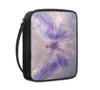 Lovewang Bible Case Purple Pink Butterfly Book Pouch Protective Carrying Book Case Canvas Polyester with Handle and Zippered Women Men for Standard Size Bible Cover 27.5x22.5x5.5 cm
