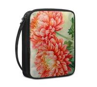 Lovewang Bible Case Red Orange Flower Book Pouch Protective Carrying Book Case Canvas Polyester with Handle and Zippered Women Men for Standard Size Bible Cover 27.5x22.5x5.5 cm